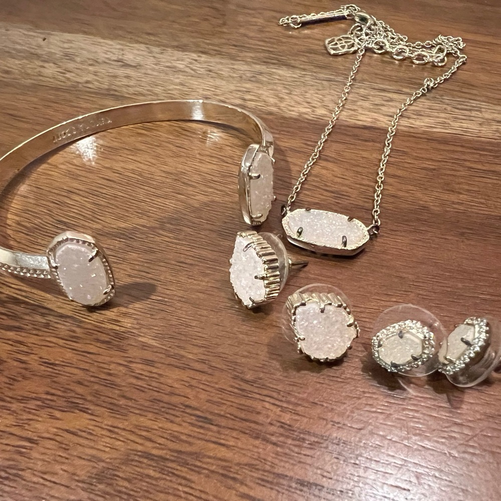 Kendra Scott Gold Iridescent Drusy Set
